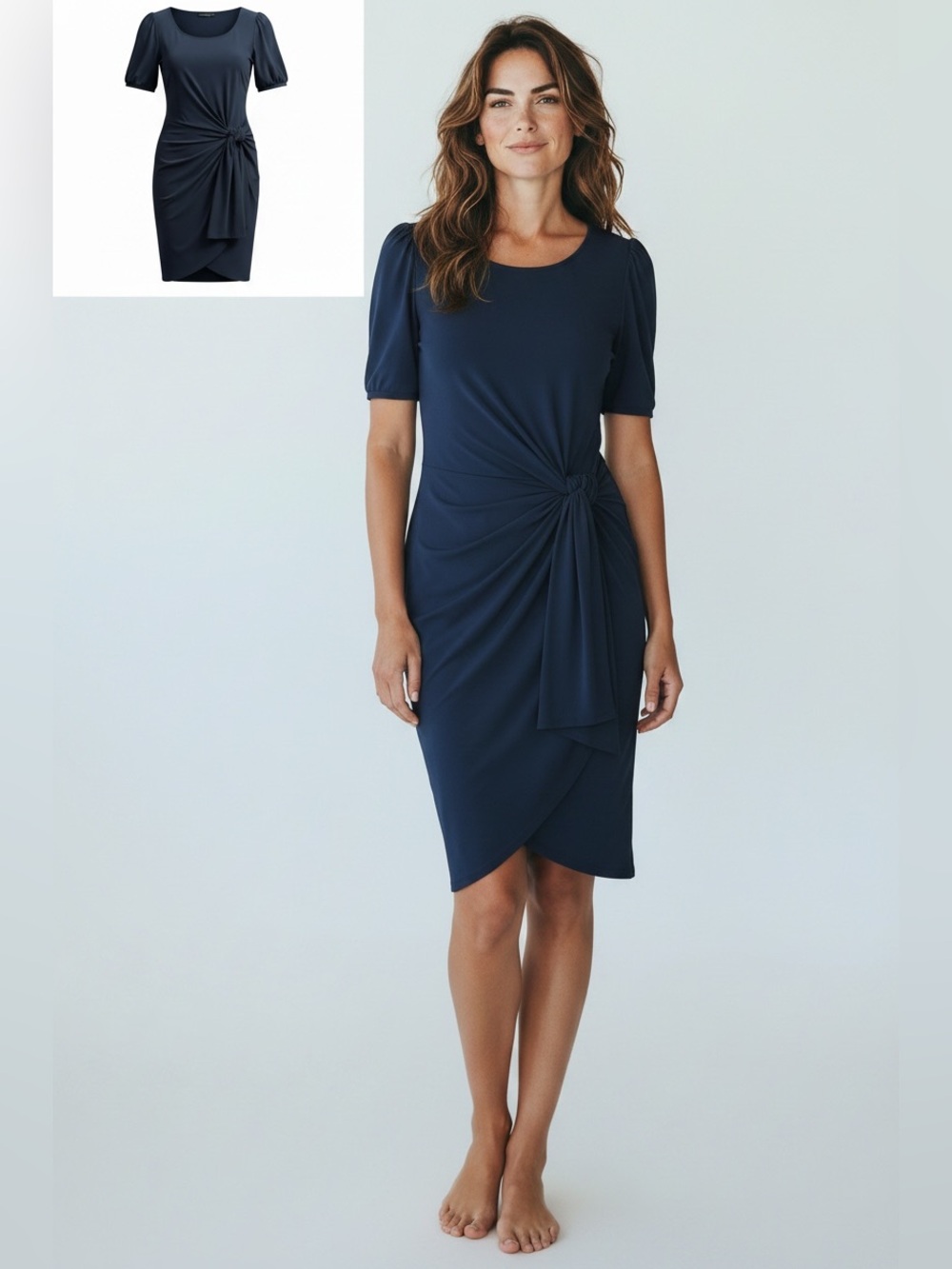 The Limited Black Scoop-Neck Tie-Waist Midi Dress